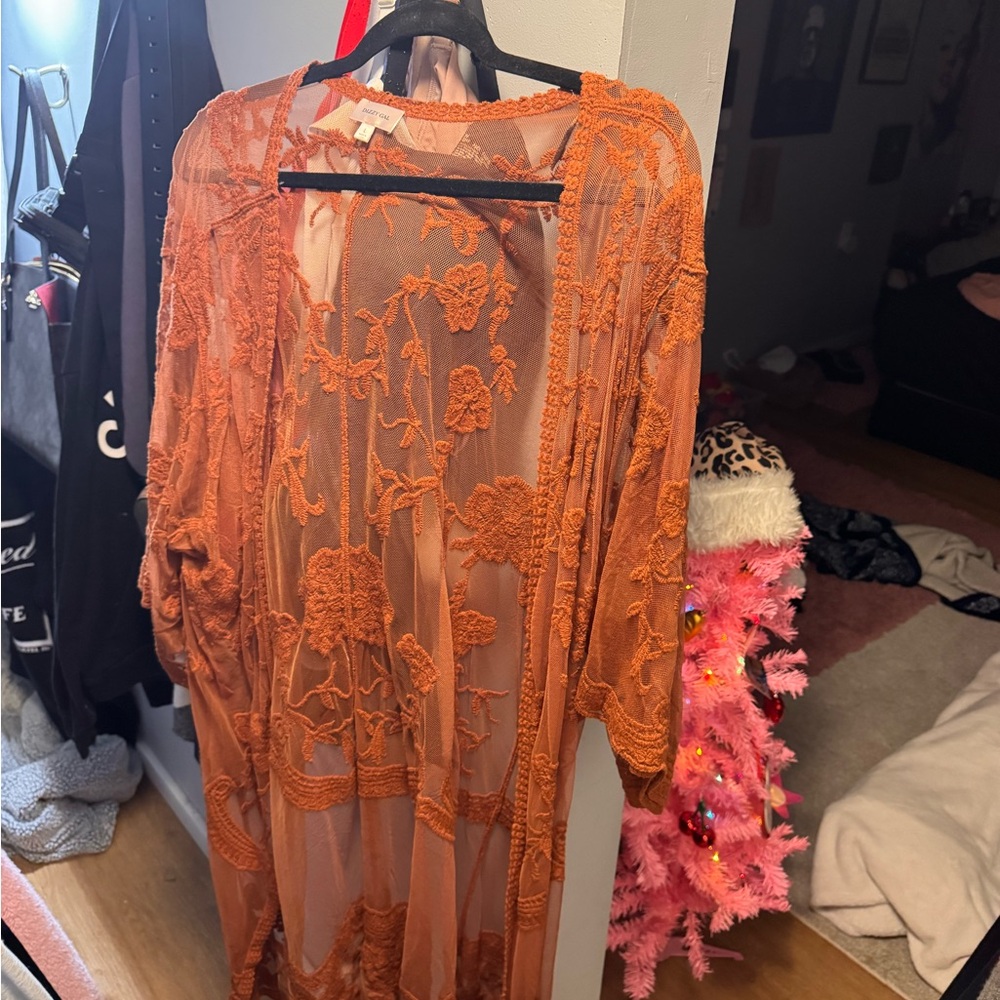 Target Orange Sheer Tunic Top
